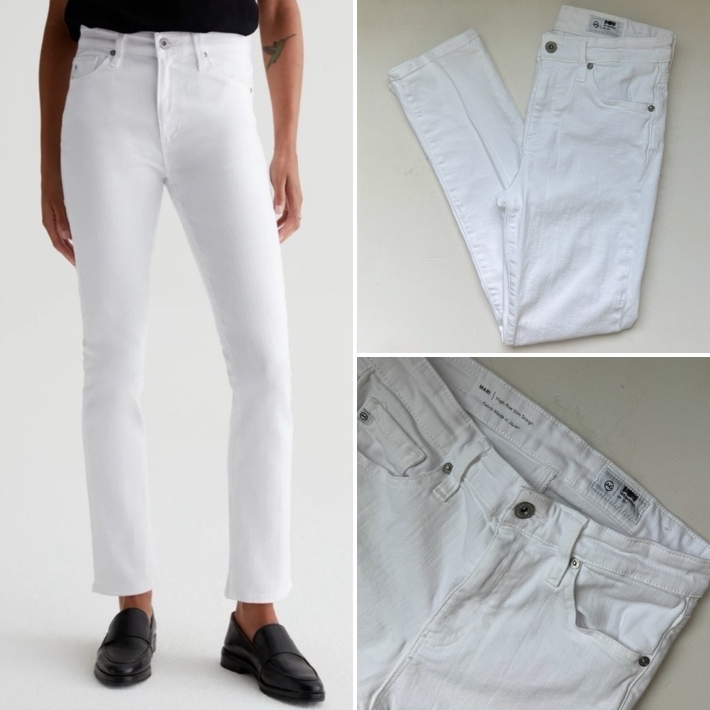 Ag Adriano Goldschmied High-Rise White Jeans